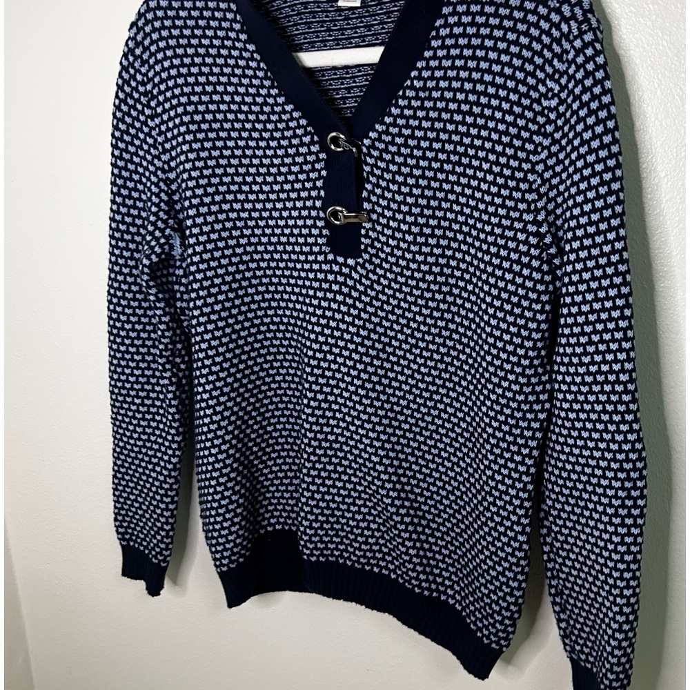 Madison grey blue patterned sweatshirt with button detail - Picture 2 of 5